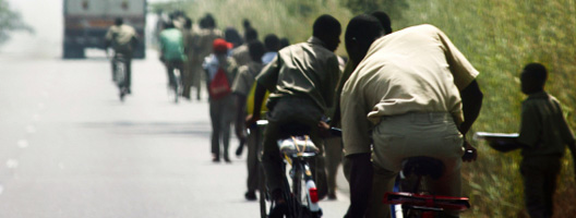 Students cycling in Togo